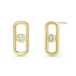 Beaverbrooks Yellow Gold Plated Cubic Zirconia Glide Stud Earrings