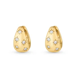 Beaverbrooks Yellow Gold Plated Cubic Zirconia Huggie Hoop Earrings