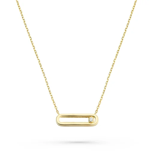 Beaverbrooks Yellow Gold Plated Cubic Zirconia Glide Necklace