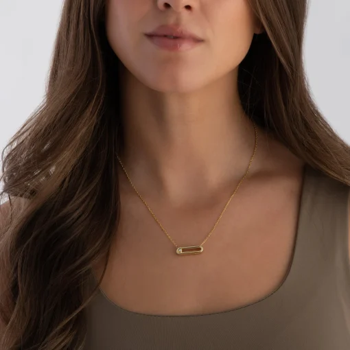 Beaverbrooks Yellow Gold Plated Cubic Zirconia Glide Necklace