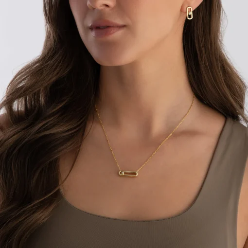 Beaverbrooks Yellow Gold Plated Cubic Zirconia Glide Necklace