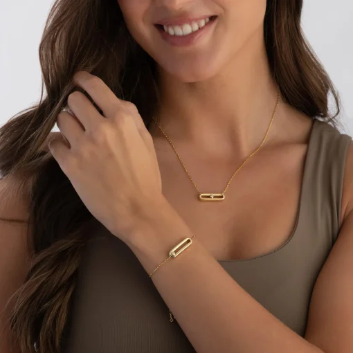 Beaverbrooks Yellow Gold Plated Cubic Zirconia Glide Necklace