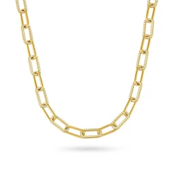 Beaverbrooks Yellow Gold Plated Cubic Zirconia Paperchain Necklace