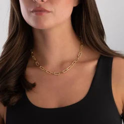Beaverbrooks Yellow Gold Plated Cubic Zirconia Paperchain Necklace