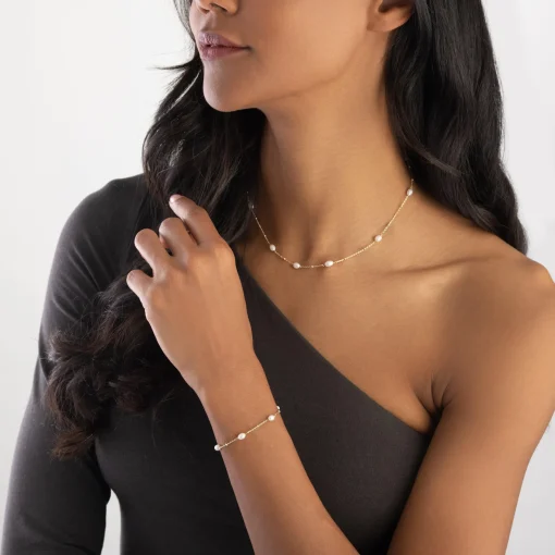 Beaverbrooks Yellow Gold Plated Freshwater Cultured Pearl Necklace