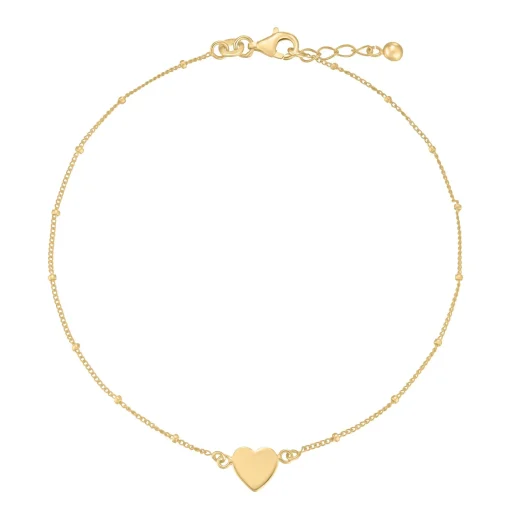 Beaverbrooks Yellow Gold Plated Heart Anklet