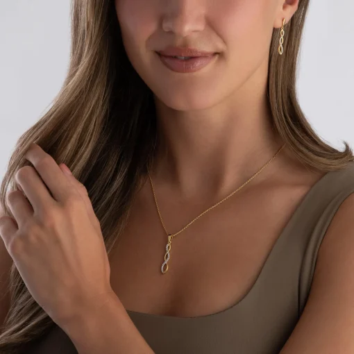 Beaverbrooks Yellow Gold Plated Cubic Zirconia Infinity Drop Pendant