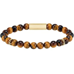 BOSS Devon Yellow Gold Plated Tiger’s Eye Men’s Bracelet