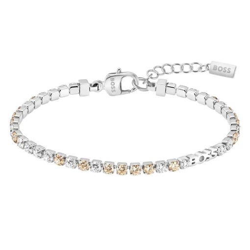 BOSS Kassy Silver Crystal Tennis Bracelet