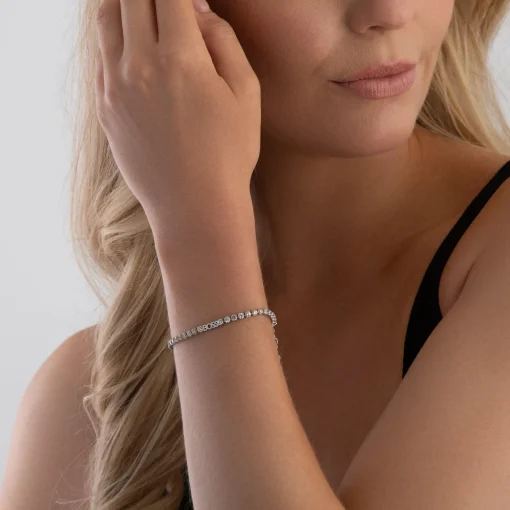BOSS Kassy Silver Crystal Tennis Bracelet