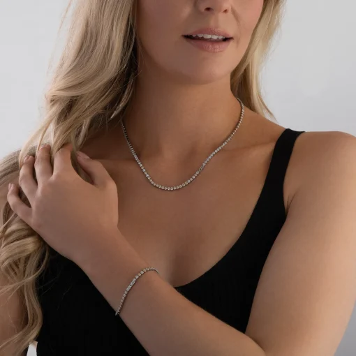 BOSS Kassy Silver Crystal Tennis Bracelet
