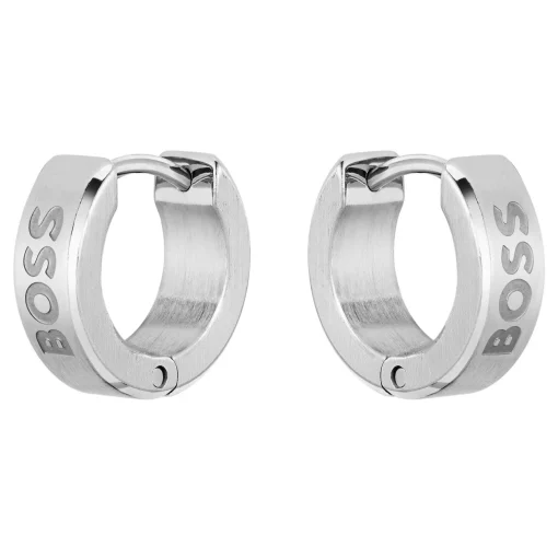 BOSS Odell Silver Hoop Earrings
