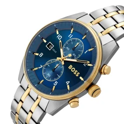 BOSS Skytraveller 44mm Stainless Steel and Yellow Gold Tone Chronograph Watch