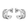 BOSS Stainless Steel Crystal Hoop Earrings