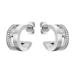 BOSS Stainless Steel Crystal Hoop Earrings