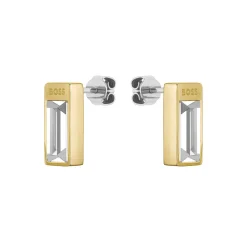 BOSS Yellow Gold Tone Crystal Stud Earrings