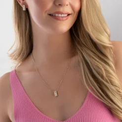 BOSS Yellow Gold Tone Crystal Stud Earrings