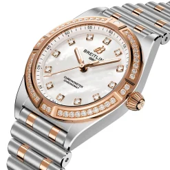 Breitling Chronomat 28mm Stainless Steel and 18ct Rose Gold Mother of Pearl Ladies Watch