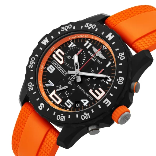 Breitling Endurance Pro 44mm Chronograph Orange Rubber Strap Men's Watch