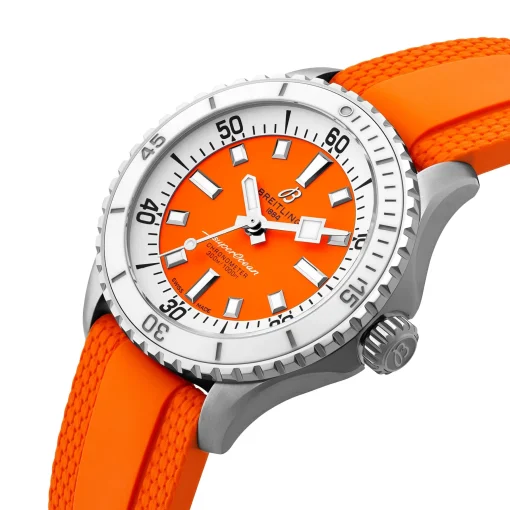 Breitling Superocean Automatic 36mm Orange Rubber Strap Ladies Watch
