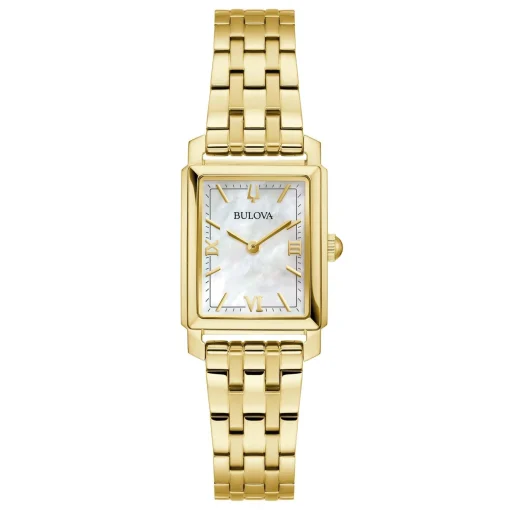 Bulova Sutton 21mm Yellow Gold Plated Mother of Pearl Ladies Watch