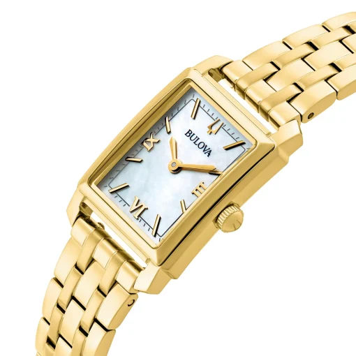 Bulova Sutton 21mm Yellow Gold Plated Mother of Pearl Ladies Watch