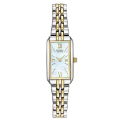 Citizen Silhouette 26mm Stainless Steel and Yellow Gold Tone Mother of Pearl Eco Drive Ladies Watch