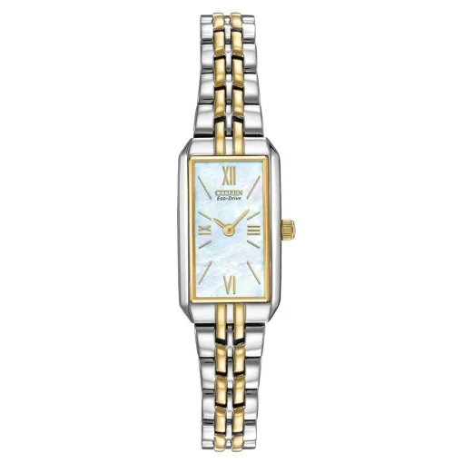 Citizen Silhouette 26mm Stainless Steel and Yellow Gold Tone Mother of Pearl Eco Drive Ladies Watch