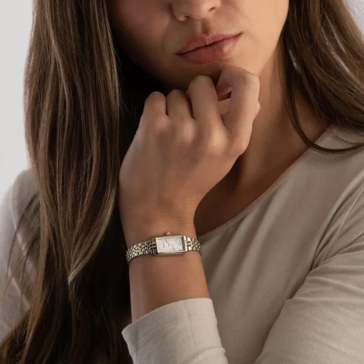 Citizen Silhouette 26mm Stainless Steel and Yellow Gold Tone Mother of Pearl Eco Drive Ladies Watch