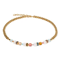 Coeur De Lion GeoCUBE Fusion Summer Yellow Gold Tone Crystal Necklace
