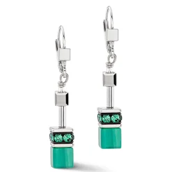 Coeur De Lion GeoCUBE Green Crystal Drop Earrings