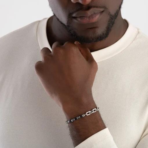 Coeur De Lion Stainless Steel Onyx Men’s Bracelet