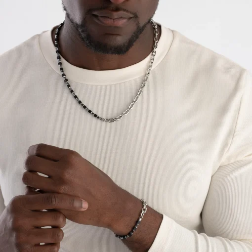 Coeur De Lion Stainless Steel Onyx Men’s Bracelet