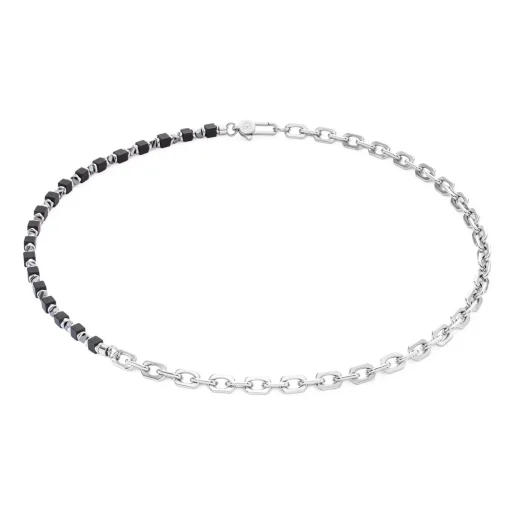 Coeur De Lion Stainless Steel Onyx Men’s Necklace