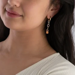 Coeur De Lion Yellow Gold Tone GeoCUBE Crystal Drop Earrings