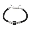 Emporio Armani Black Marble Leather Men’s Bracelet