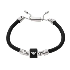 Emporio Armani Black Marble Leather Men’s Bracelet