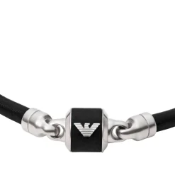 Emporio Armani Black Marble Leather Men’s Bracelet