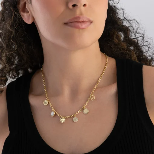 Emporio Armani Gold Tone Cubic Zirconia Necklace