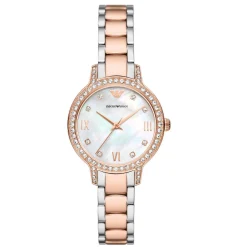 Emporio Armani 32mm Stainless Steel and Rose Gold Tone Crystal Ladies Watch