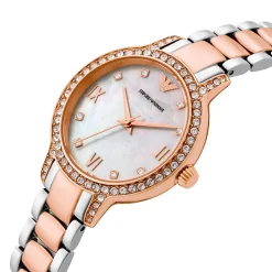 Emporio Armani 32mm Stainless Steel and Rose Gold Tone Crystal Ladies Watch