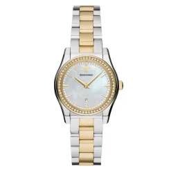 Emporio Armani 32mm Stainless Steel and Yellow Gold Tone Crystal Ladies Watch