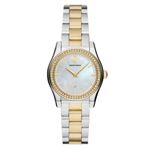 Emporio Armani 32mm Stainless Steel and Yellow Gold Tone Crystal Ladies Watch