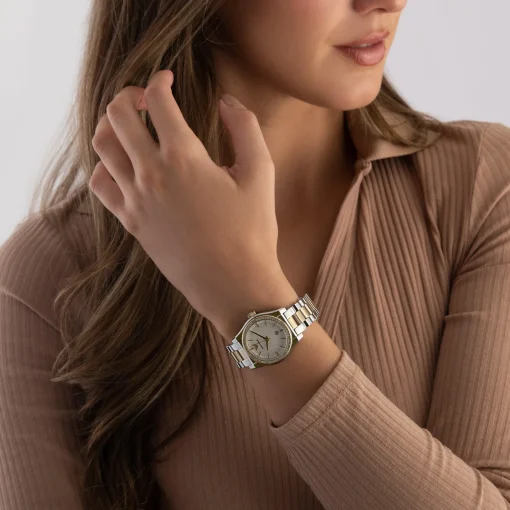 Emporio Armani 32mm Stainless Steel and Yellow Gold Tone Crystal Ladies Watch