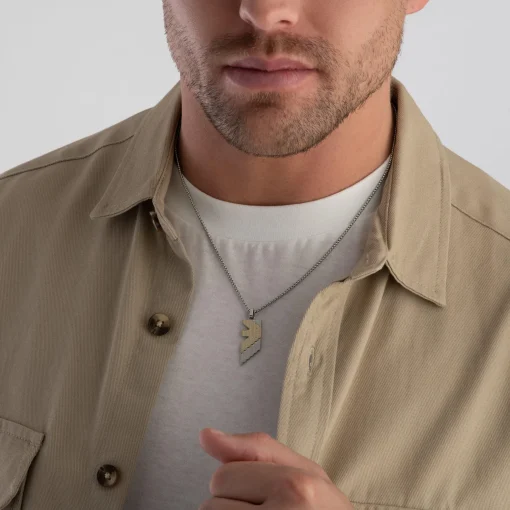 Emporio Armani Stainless Steel and Gold Tone Pendant