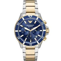 Emporio Armani World Explorer 43mm Stainless Steel and Yellow Gold Tone Chronograph Men's Watch