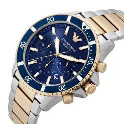 Emporio Armani World Explorer 43mm Stainless Steel and Yellow Gold Tone Chronograph Men's Watch