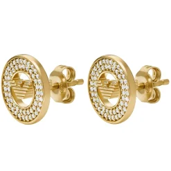 Emporio Armani Yellow Gold Tone Cubic Zirconia Ladies Stud Earrings