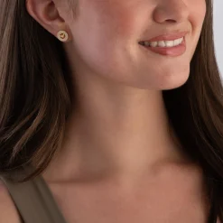 Emporio Armani Yellow Gold Tone Cubic Zirconia Ladies Stud Earrings