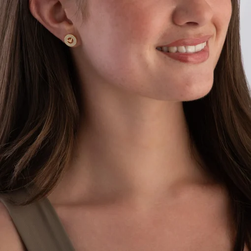 Emporio Armani Yellow Gold Tone Cubic Zirconia Ladies Stud Earrings